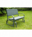 Metal 2-Seater Outdoor Garden Rocker Bench - Green Plastic 119cm x 74cm