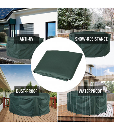 Large Round PVC Coated 193cm x 193cm x 81cm Green Outdoor Furniture Cover