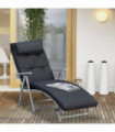 Steel Frame Outdoor Garden Padded Sun Lounger Black 137L x 63.5W x 100.5H