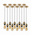 10 Pack Industrial French Gold Pendant Light, Lampshade Addable E27 Lamp Holder Light, E27 UK Holder Set With PVC Cable.