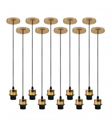 Pendant Light French Gold Metal/PVC Lampshade Addable E27 UK Holder Set 20x40x30