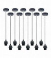 Pendant Light 10 Pack Industrial Grey E27 UK Holder Set With PVC Cable