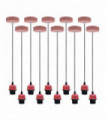 10 Pack Industrial Pink Pendant Light, Lampshade Addable E27 Lamp Holder Light, E27 UK Holder Set With PVC Cable