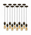 10 Pack Industrial Brushed Copper Pendant Light, Lampshade Addable E27 Lamp Holder Light