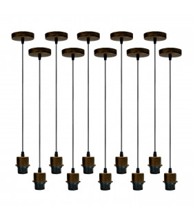 Pendant light holder Vintage/Retro Metal/PVC 10 Pack Brushed Copper Set