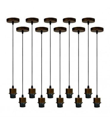Pendant light holder Vintage/Retro Metal/PVC 10 Pack Brushed Copper Set