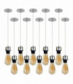 10 Pack Industrial Chrome Pendant Light, Lampshade Addable E27 Lamp Holder Light,