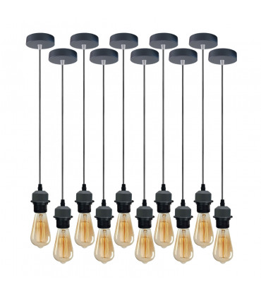 Pendant light holder 10 Pack Industrial Grey E27 Lamp Holder Light