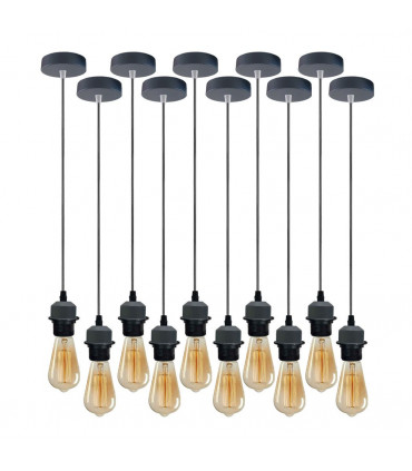 Pendant light holder 10 Pack Industrial Grey E27 Lamp Holder Light