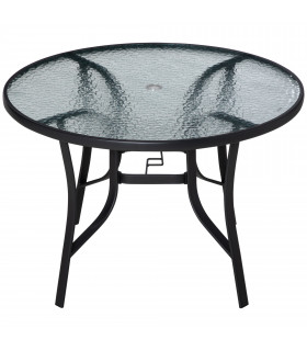 Garden Dining Table  Tempered Glass Top Steel Frame 106.5cm x 106.5cm x 71cm