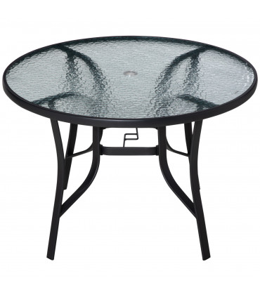 Garden Dining Table  Tempered Glass Top Steel Frame 106.5cm x 106.5cm x 71cm