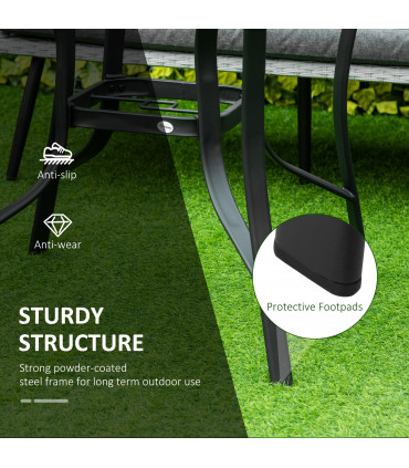 Garden Dining Table  Tempered Glass Top Steel Frame 106.5cm x 106.5cm x 71cm