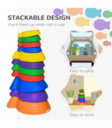 Kids 11-Piece Fish Shaped Balance Stepping Stones - Multicoloured