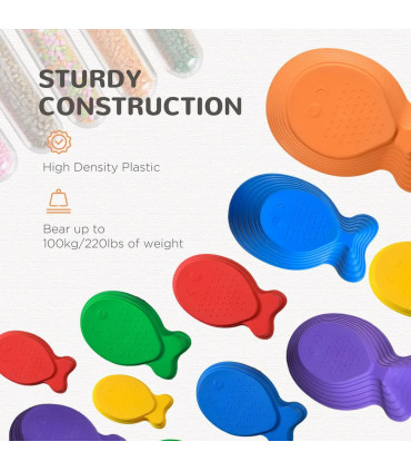 Kids 11-Piece Fish Shaped Balance Stepping Stones - Multicoloured