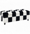 Velvet Storage Ottoman White, Black 114W x 47D x 47H cm Padded Top Wood Legs