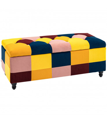 Velvet Storage Ottoman Multicolor 114 x 47 x 47cm Button-tufted Footstool Box