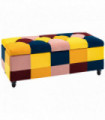 Velvet Storage Ottoman Multicolor 114 x 47 x 47cm Button-tufted Footstool Box