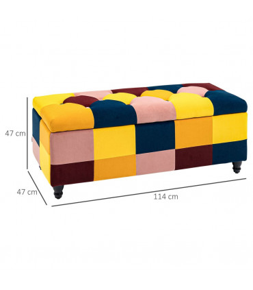 Velvet Storage Ottoman Multicolor 114 x 47 x 47cm Button-tufted Footstool Box