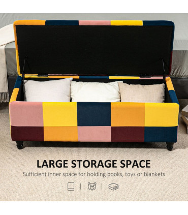 Velvet Storage Ottoman Multicolor 114 x 47 x 47cm Button-tufted Footstool Box