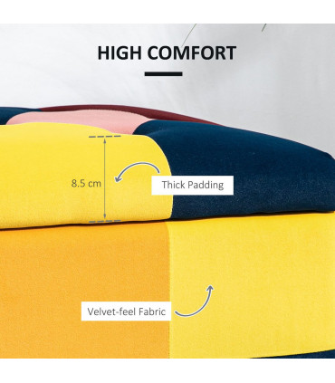 Velvet Storage Ottoman Multicolor 114 x 47 x 47cm Button-tufted Footstool Box
