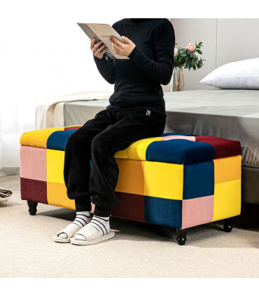Velvet Storage Ottoman Multicolor 114 x 47 x 47cm Button-tufted Footstool Box