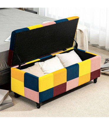 Velvet Storage Ottoman Multicolor 114 x 47 x 47cm Button-tufted Footstool Box