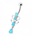 14G Fancy Dangling Green Stone Belly Ring