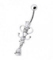 14G Fancy Dangling Green Stone Belly Ring