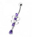 14G Fancy Dangling Green Stone Belly Ring