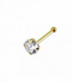 14ct Solid Gold Round Cubic Zirconia Jeweled Ball End Nose Pin Nose Stud