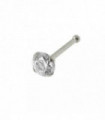 14ct Solid Gold Round Cubic Zirconia Jeweled Ball End Nose Pin Nose Stud