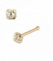 14ct Solid Gold Round Cubic Zirconia Jeweled Ball End Nose Pin Nose Stud