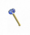 14ct Solid Gold Colorful Crystal Jewelled Ball End Nose Pin Nose Stud