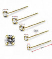 14ct Solid Gold Prong Setting Clear CZ Nose Stud Straight End Nose Pin