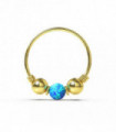 14ct Yellow Gold Opal Stones with Leaf Hoop Nose Ring