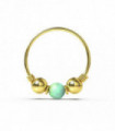 14ct Yellow Gold Opal Stones with Leaf Hoop Nose Ring