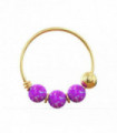 14ct Yellow Gold Opal Stones Hoop Nose Ring