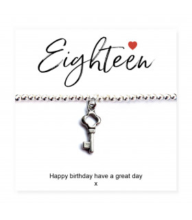 18th Birthday Stretch Beaded Bracelet & Message Card