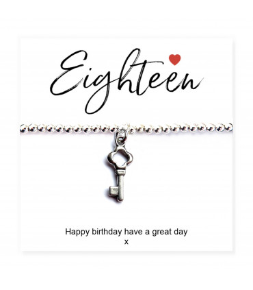 18th Birthday Stretch Beaded Bracelet & Message Card