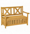 Outdoor Seating Bench Yellow Fir Wood 115cm x 61cm x 85cm Storage 2-Seater