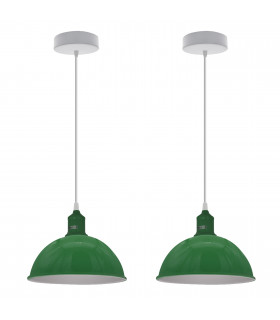 Ceiling/pendant lamp 2Pack Dome Shaped Green Sturdy Metal Shade Pendant Lights