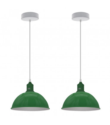 Ceiling/pendant lamp 2Pack Dome Shaped Green Sturdy Metal Shade Pendant Lights