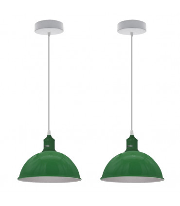 Ceiling/pendant lamp 2Pack Dome Shaped Green Sturdy Metal Shade Pendant Lights