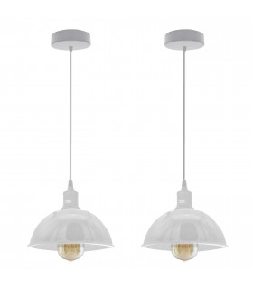 Pendant Lights 2Pack Dome Shaped White Loft Style Sturdy Metal Lamp Shade Pe