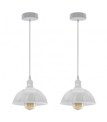 Pendant Lights 2Pack Dome Shaped White Loft Style Sturdy Metal Lamp Shade Pe