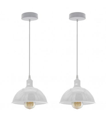 Pendant Lights 2Pack Dome Shaped White Loft Style Sturdy Metal Lamp Shade Pe