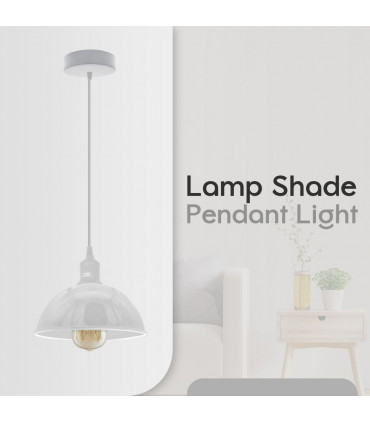 Pendant Lights 2Pack Dome Shaped White Loft Style Sturdy Metal Lamp Shade Pe