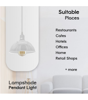 Pendant Lights 2Pack Dome Shaped White Loft Style Sturdy Metal Lamp Shade Pe