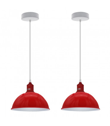 Ceiling/pendant lamp 2Pack Dome Shaped Red Loft Style Sturdy Metal