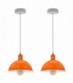 2Pack Dome Shaped Orange Loft Style Sturdy Metal Lamp Shade Pendant Lights 21cm Bottom Spray Painted Finish Inner White